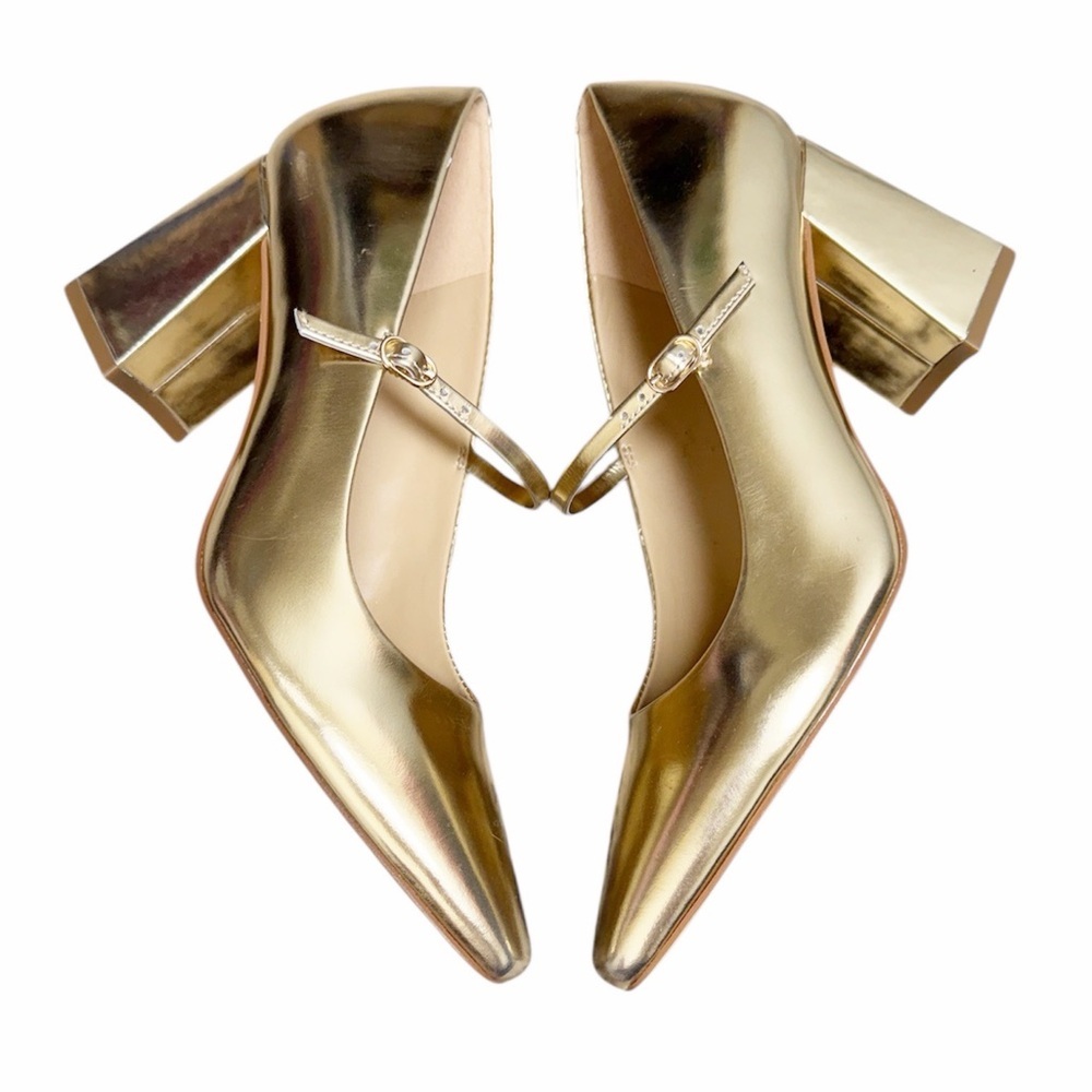 MARC FISHER Vanderly Mary Jane Pumps Heels Gold 6.5 - Picture 4 of 6